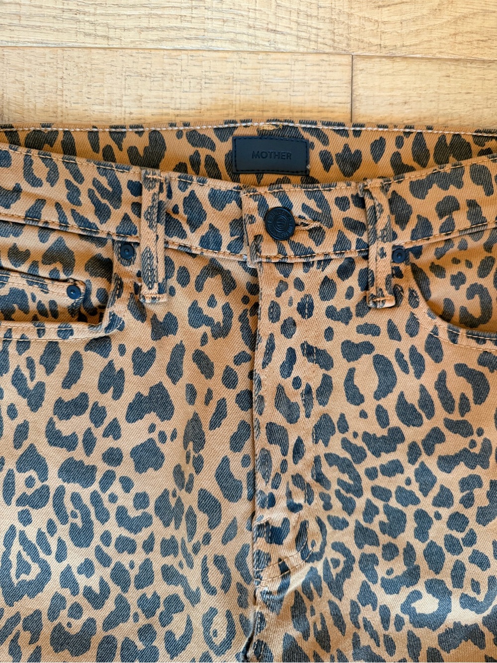 MOTHER Leopard Print Brown and Black Skinny Jeans - Picture 3 of 3